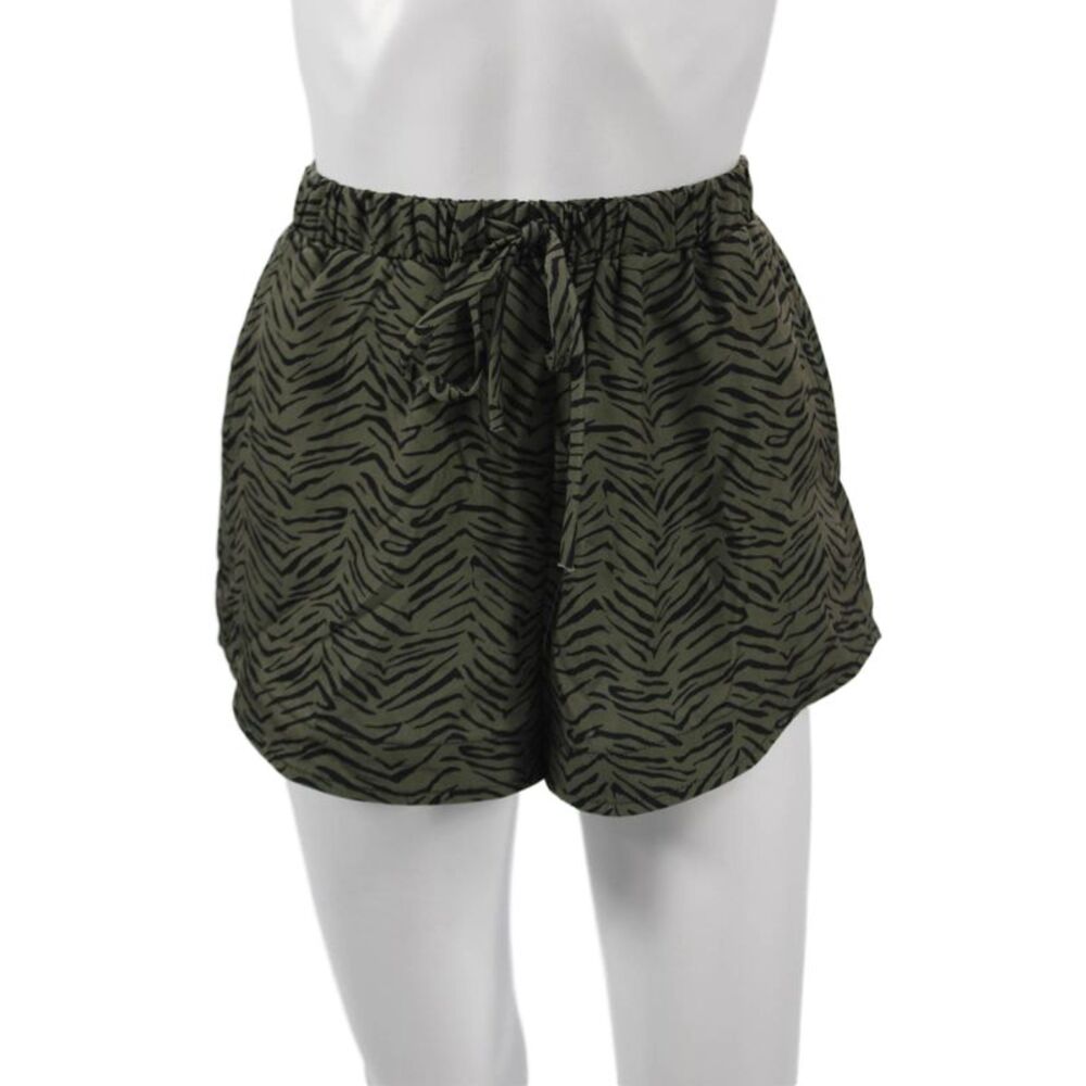 The Line Womens Animal Print Green Polyester Drawstring Shorts Size S